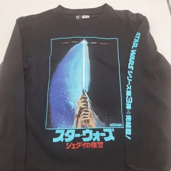 GAP Teen x STAR WARS SZ 10 Moonless Night LS Graphic T Shirt Return of the Jedi - Picture 9 of 9